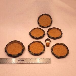 0652. 5 ~ Rustic Coasters & Wine Bottle Coaster with Natural Grape Vine Accents